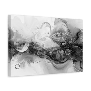 Abstract Iguana (Black And White) - Abstract Digital Painting On Matte Canvas
