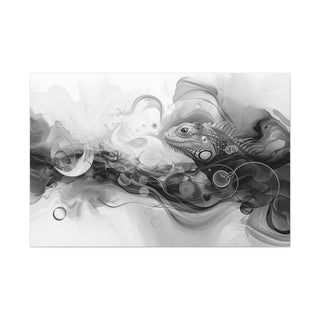 Abstract Iguana (Black And White) - Abstract Digital Painting On Matte Canvas