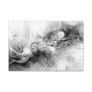 Abstract Flowing Shapes 3 (Black And White) - Abstract Digital Painting On Matte Canvas
