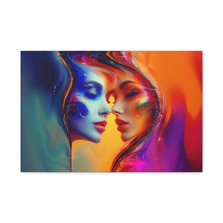 Two Beautiful Half Faces - Digital Painting On Matte Canvas