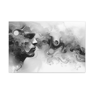 Abstract Face (Black And White) - Abstract Digital Painting On Matte Canvas