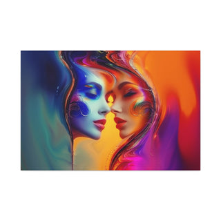 Two Beautiful Half Faces - Digital Painting On Matte Canvas