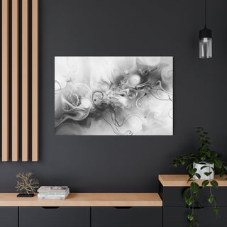 Abstract Flowing Shapes 3 (Black And White) - Abstract Digital Painting On Matte Canvas