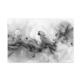 Abstract Parrot (Black And White) - Abstract Digital Painting On Matte Canvas