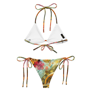 Aqua Blue Golden Tropics String Bikini