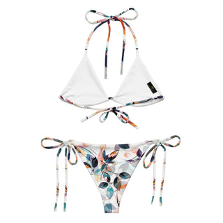 Floral leafy string bikini