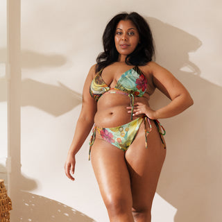 Aqua Blue Golden Tropics String Bikini