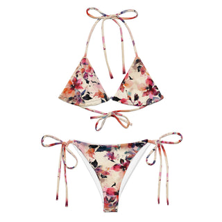 Red Floral Watercolor String Bikini