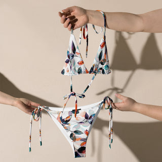 Floral leafy string bikini